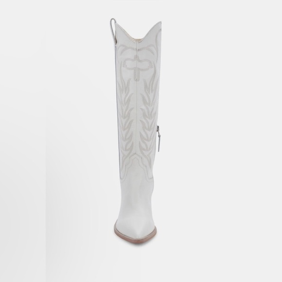 New Dolce Vita Western Solei Cowgirl White Leather Boots Size 7 Country Women - Picture 3 of 12